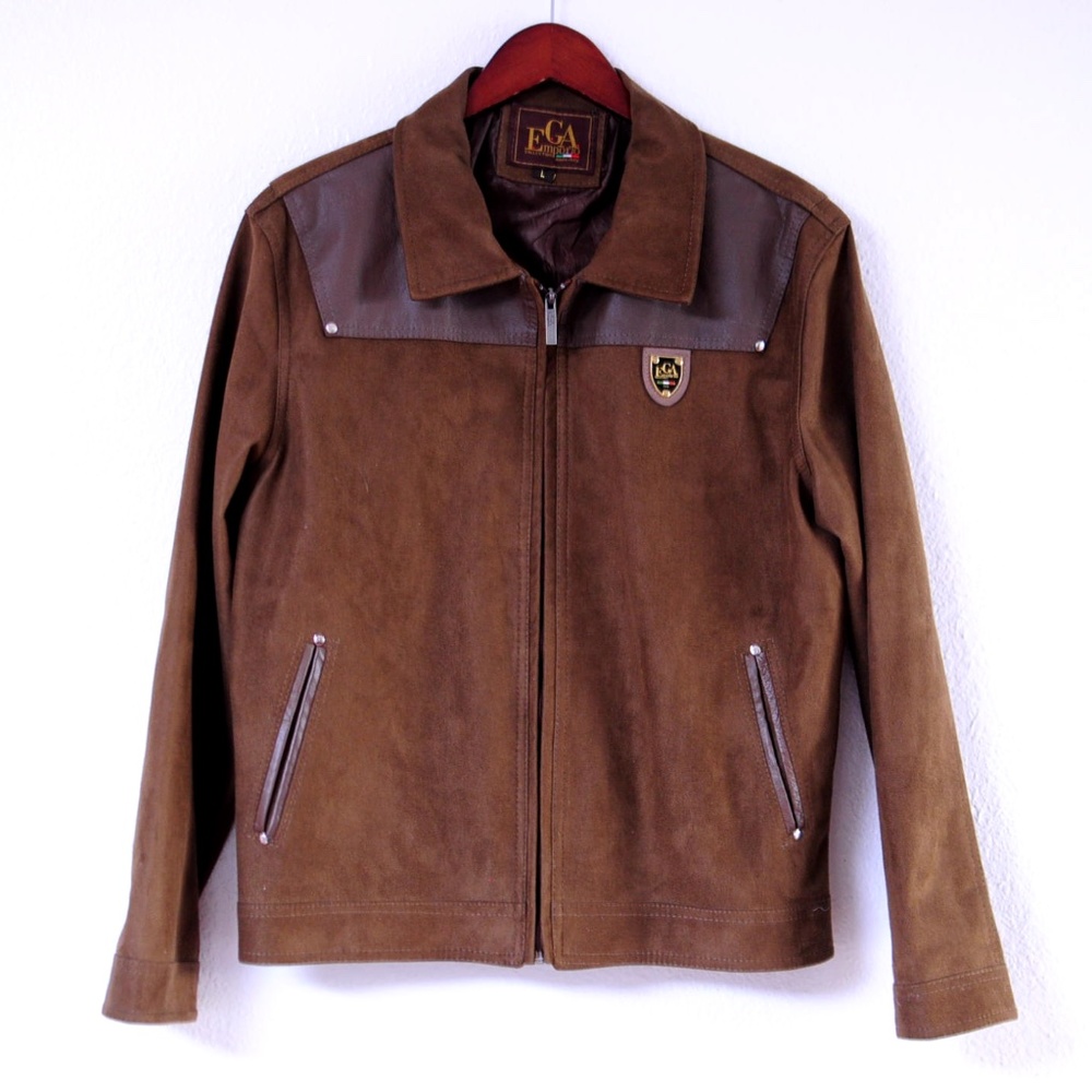EGA Emporio Collection Brown Suede Leather Coat